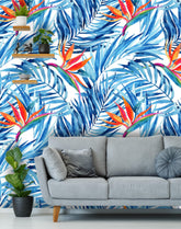 Palm Leaves and Birds Wallpaper